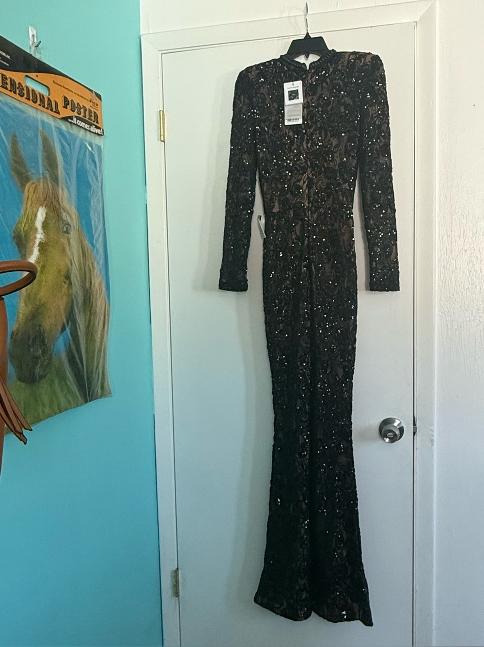 New Nadine Merabi Bella Black Floral Lace Jumpsuit Original Price $435 Sz: XS